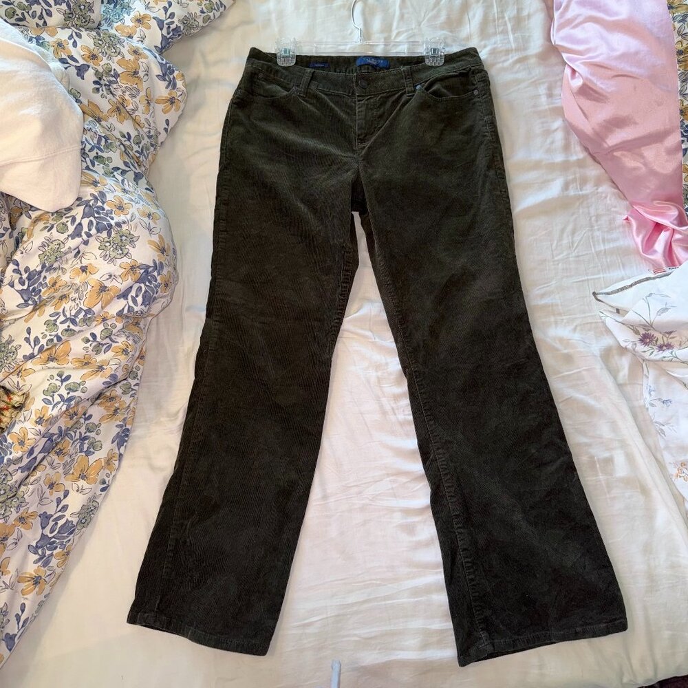 Talbots Dark Green Corduroy Pants Size 10 Petite Bootcut Flare Classic